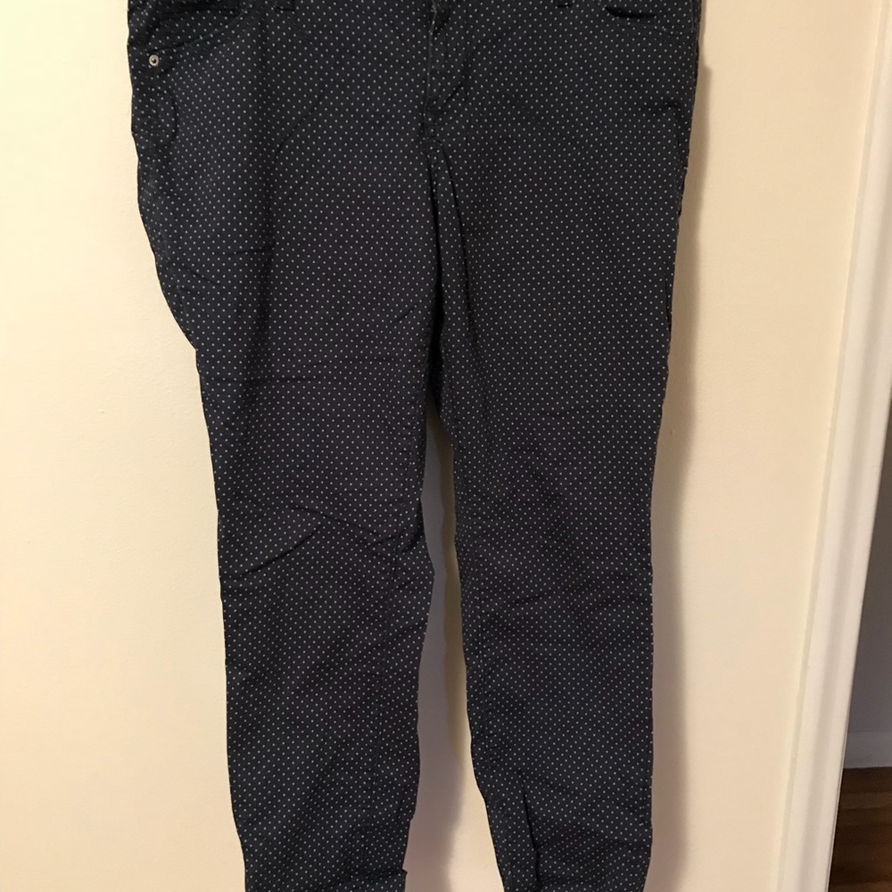 Navy blue polka dot slacks
